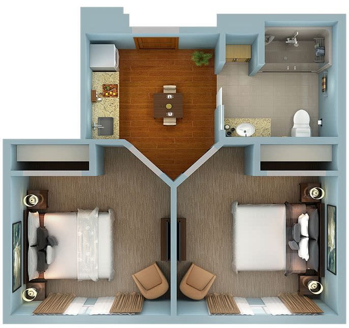 The Sunny Vista Duet Retirement Apartment Floor Plan